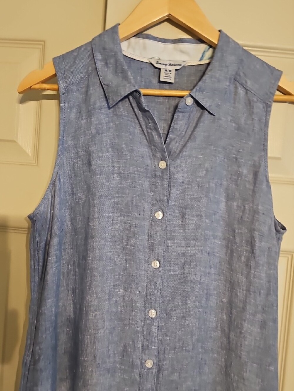 Tommy Bahama Sleeveless Linen Button-Front Dress - Blue - Picture 3 of 9